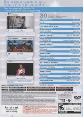 SingStar Pop box cover back